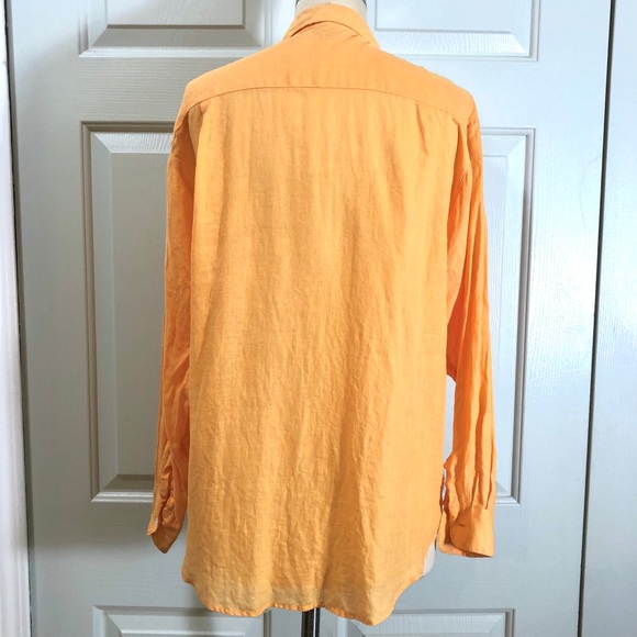 Gap 💯 Linen Button Down Shirt Orange Size S - Picture 4 of 5